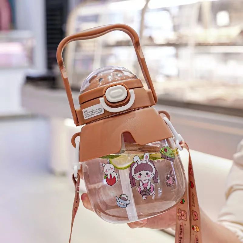 1000ml Big Capacity Gourde Enfant Portable Bpa Free Reusable Travel Kids Plastic Water Bottle With Straw