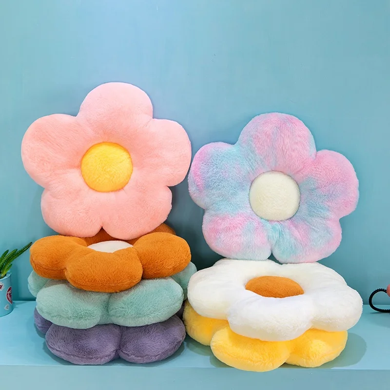 Niuniu Daddy Cute Flower Cushion Plush Floor Pillow Casual Comfortable Pillow Office Living Room Bed Decoration Cushion