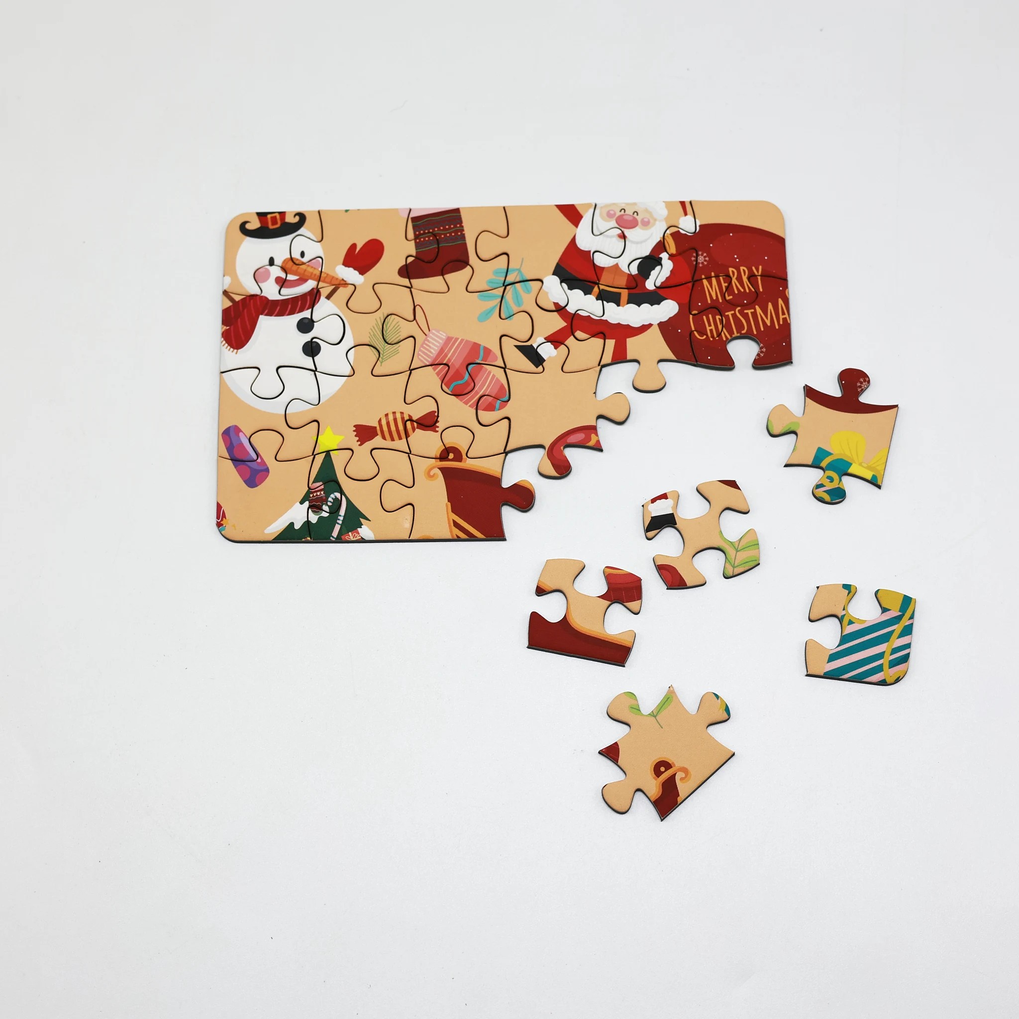 ASTM Certificates Kids DIY Stacks Building BlocksTabletop Toy Colorful Mini Jigsaw Christmas Puzzle With Envelopes Magnets