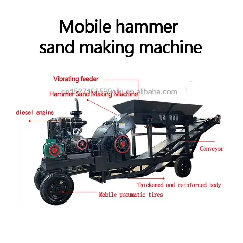Mining construction industry mobile hammer crusher silica rock making quartz stone sand making machine