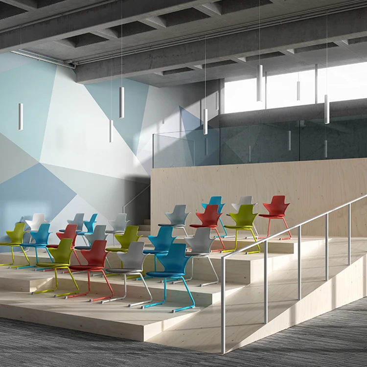 
Italian designer designed C Shape Legs Office School Student Stacking Meeting Training Chair 