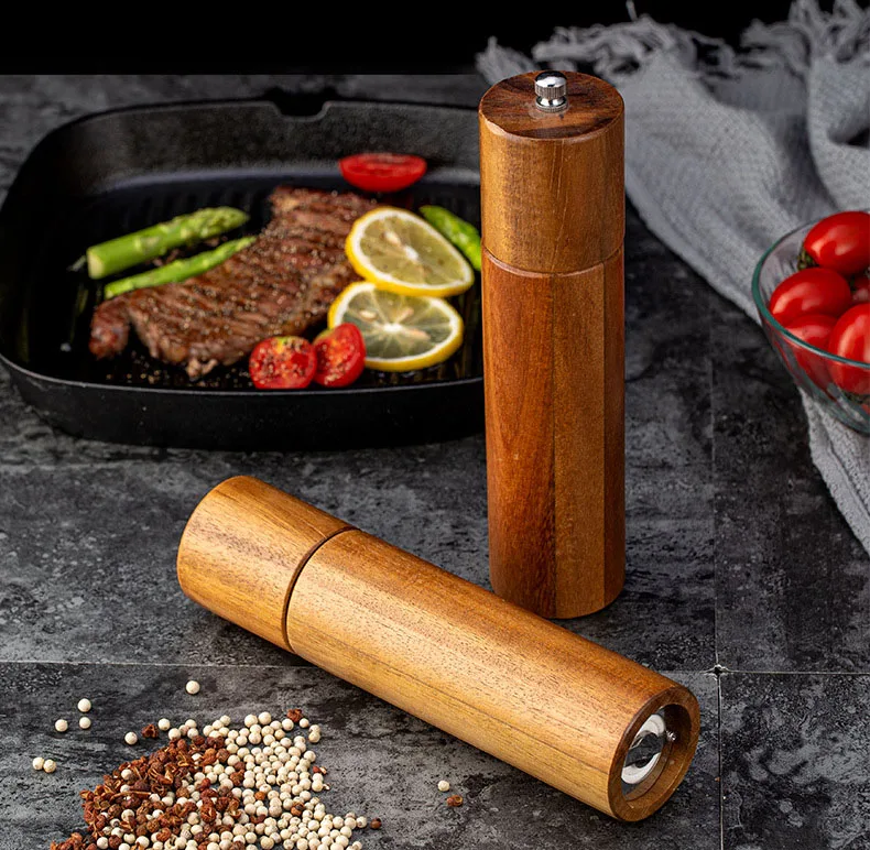 CHANGZE Amazon 2pcs Salt And Pepper Grinder Set Acacia Wooden Salt And Pepper Grinder