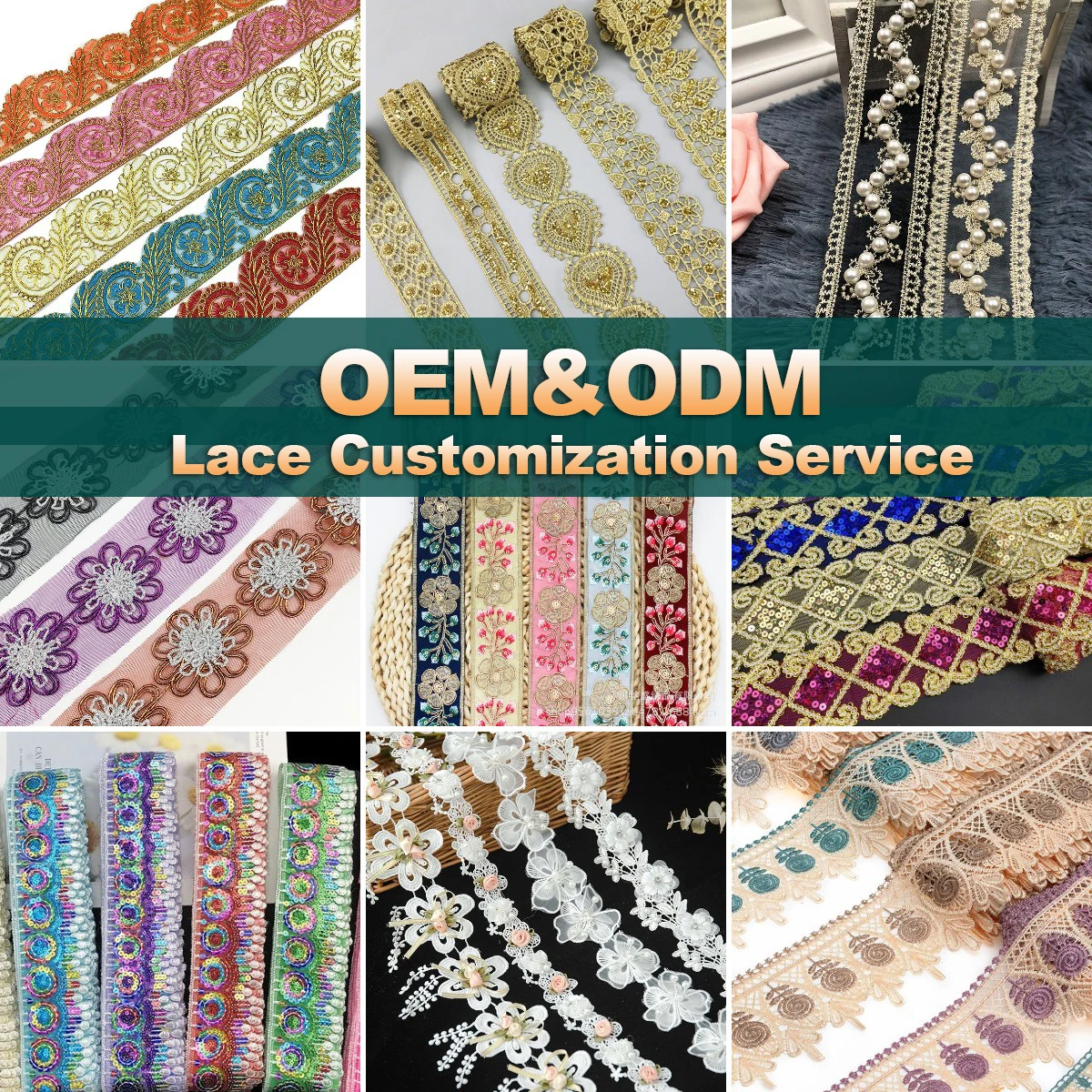 Customized High Quality Lace trim Beaded Gold Trim Milk Silk White Embroidery Guipure Trimming Lace
