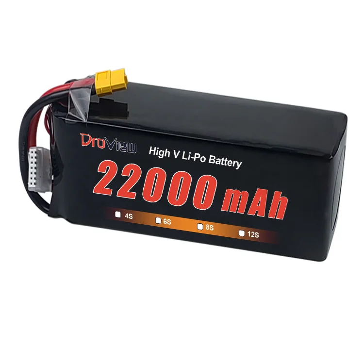 Droview Lipo Polymer Battery 6S 22.8V 22000mAh 30C High Rate High Voltage Rechargeable UAV Lithium Batteries for FPV Drone