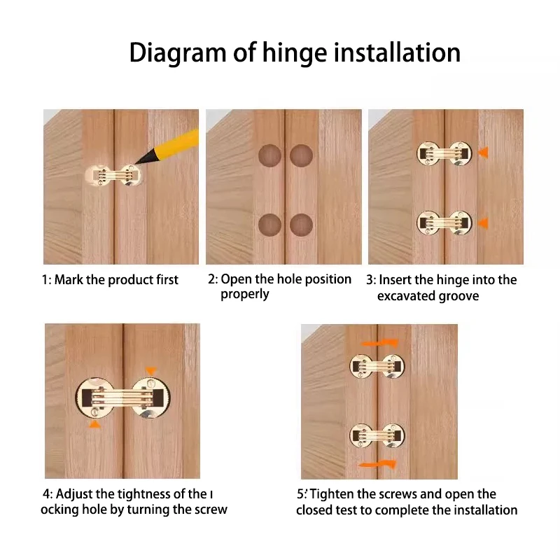 Full Brass Concealed Hinge Furniture Cylindrical Hidden Barrel Hinge Invisible Electric Box Folding Accessories Flush-Mounted