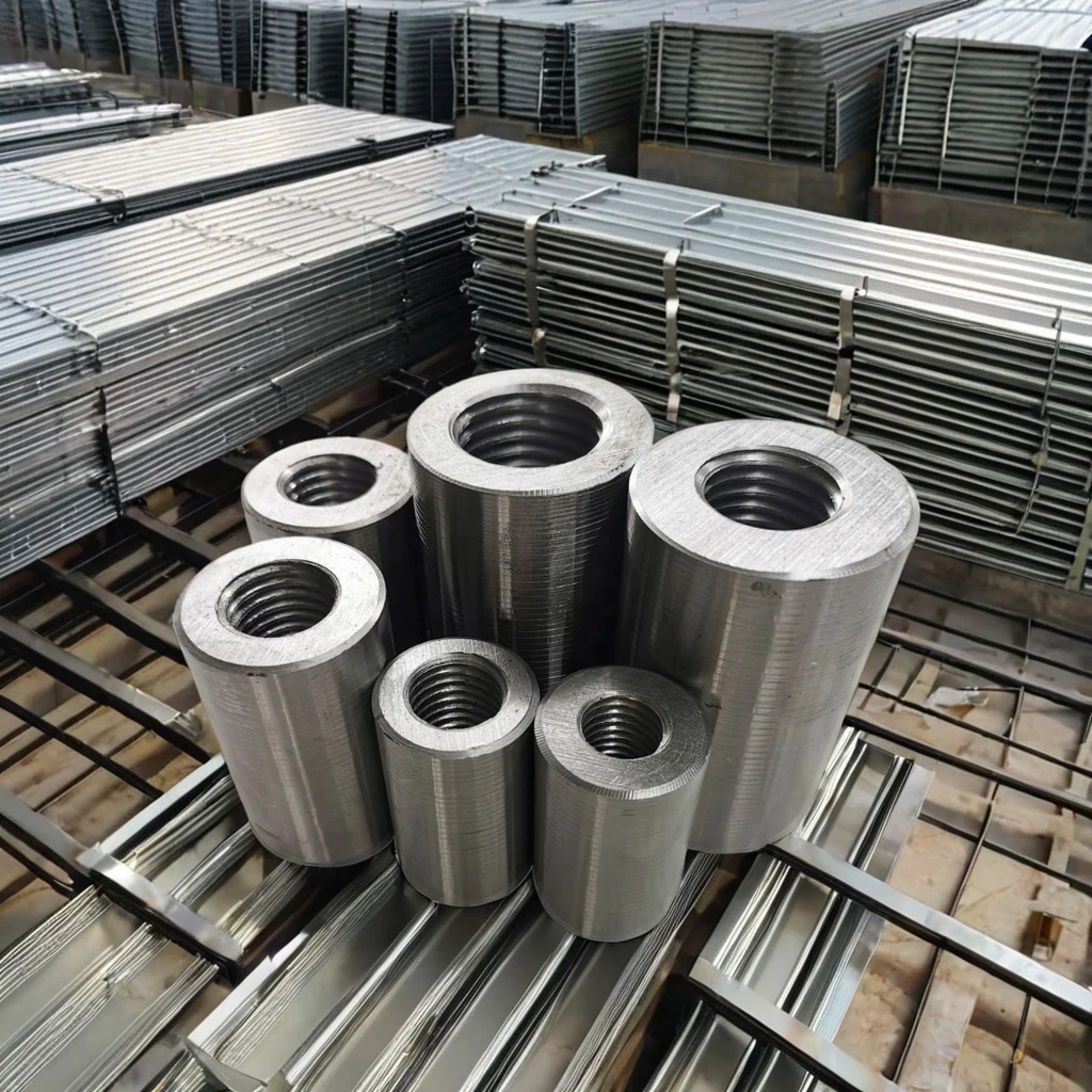 Modern Style Bolted Rebar Coupler 14-40mm Carbon Steel Reinforcing Bar Coupler Industrial Building Office Use Polished Finish