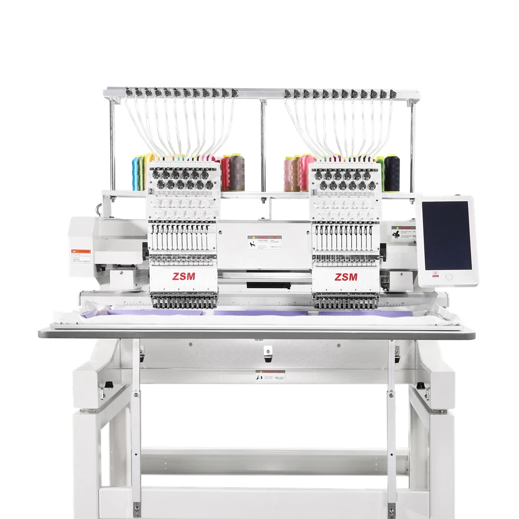 2 Heads Computer Embroidery Machine Industrial High Speed Embroidery Machine Two Heads Flat Embroidery Machine