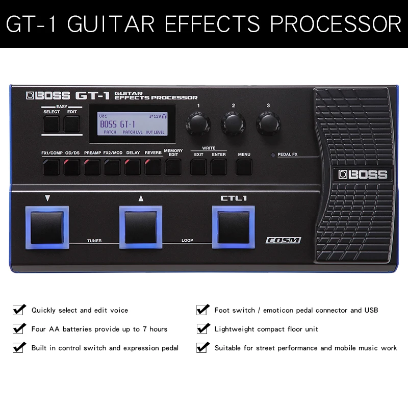  Мультиэффектный процессор для гитары BOSS GT-1 педаль создания гитарных эффектов с 108 эффектами