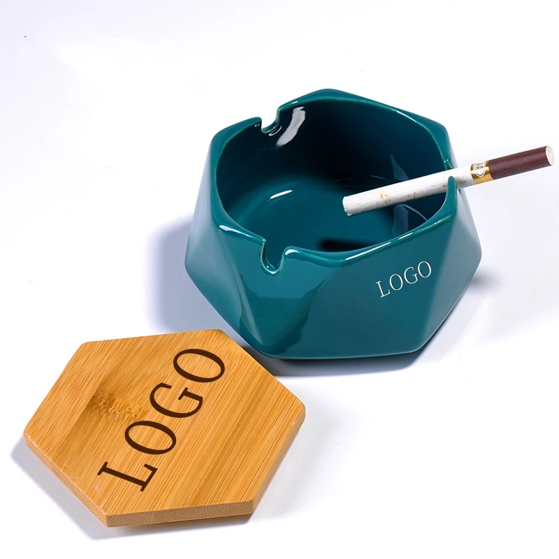 Custom Logo Printing luxury Porcelain Cigar Cigarette Ceramic Ashtray As Promotional Gifts With Lids