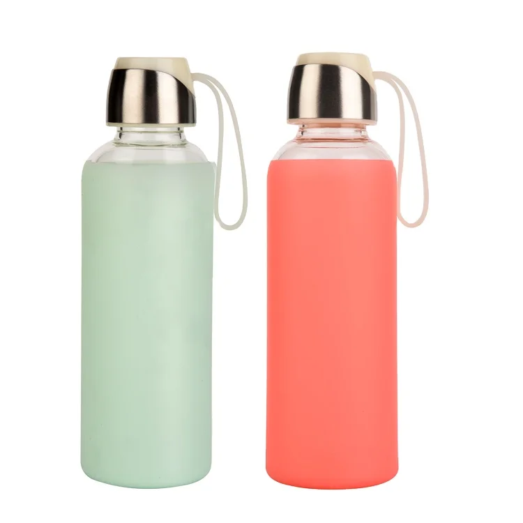 Walmart Audit 550ml 18oz  Bottle,joy Sports High Borosilicate Glass Water Bottle with Silicone Sleeve