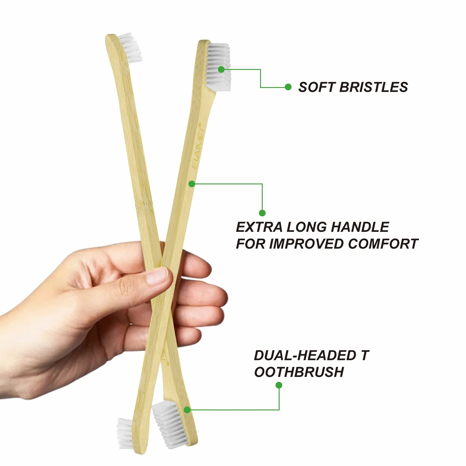 ELAIMEI bamboo pet of 3 toothbrushes