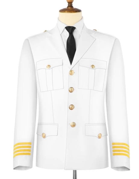 Merchant New Commander Officer Dress White Officer Uniform Set