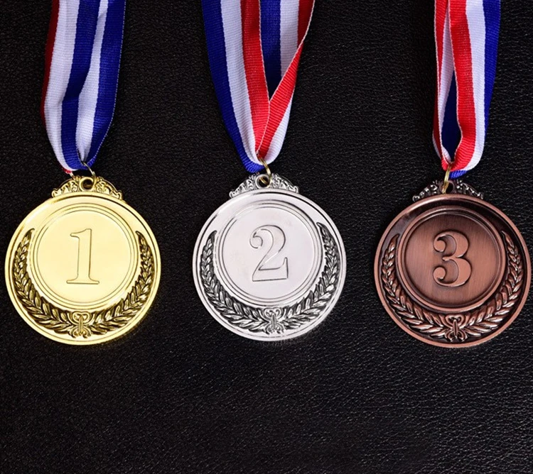Custom Factory blank football soccer trophy medals plaques gold silver bronze one two three medal sport metal medals with ribbon