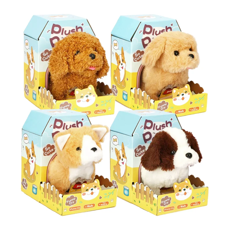 Custom Electronic Plush Puppy Dog Toy Simulation Stuffed Animals Barking Walking Interactive Preschool Educational Toy