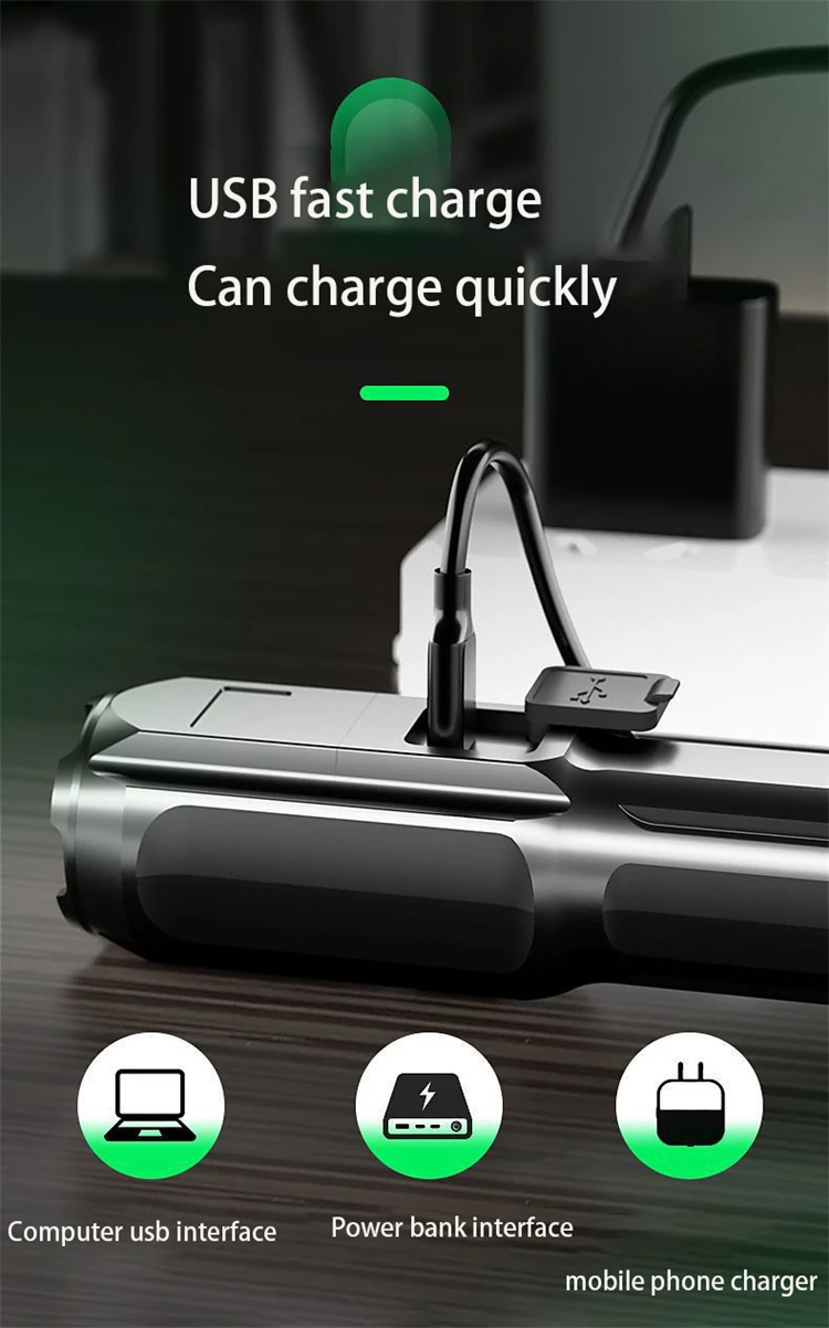 Strong Light Powerful Bright Home Outdoor 100000 Lumen Mini Portable Rechargeable Usb Zoom Led Luminous Flashlight Torches