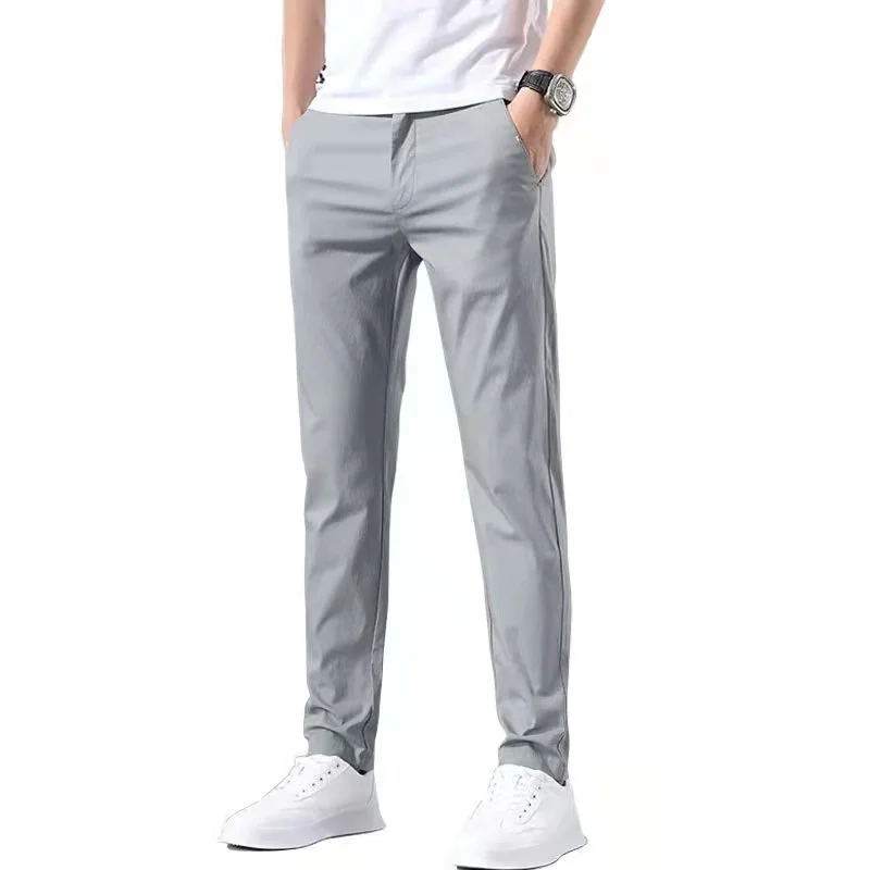 2022 Summer Suit Trousers For Men Classic Stretch Casual Black Gray Dress Korean Pants Business Formal Slim Fit Mens pants