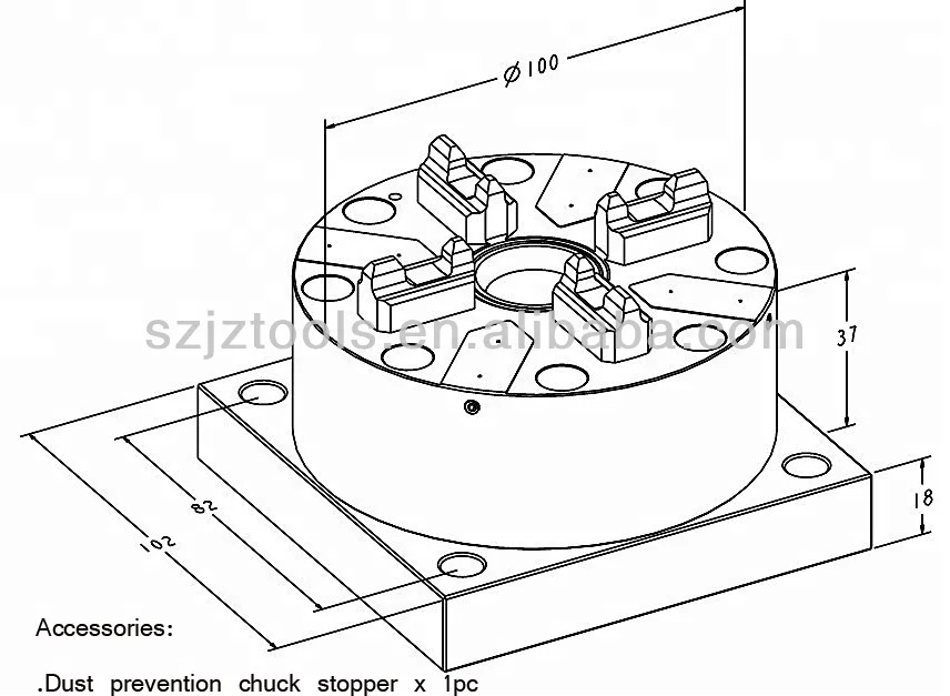 A-ONE ITS 4 jaw stainless steel lathe chuck with plate 100 P for EDM working table or spindle 3A-100901