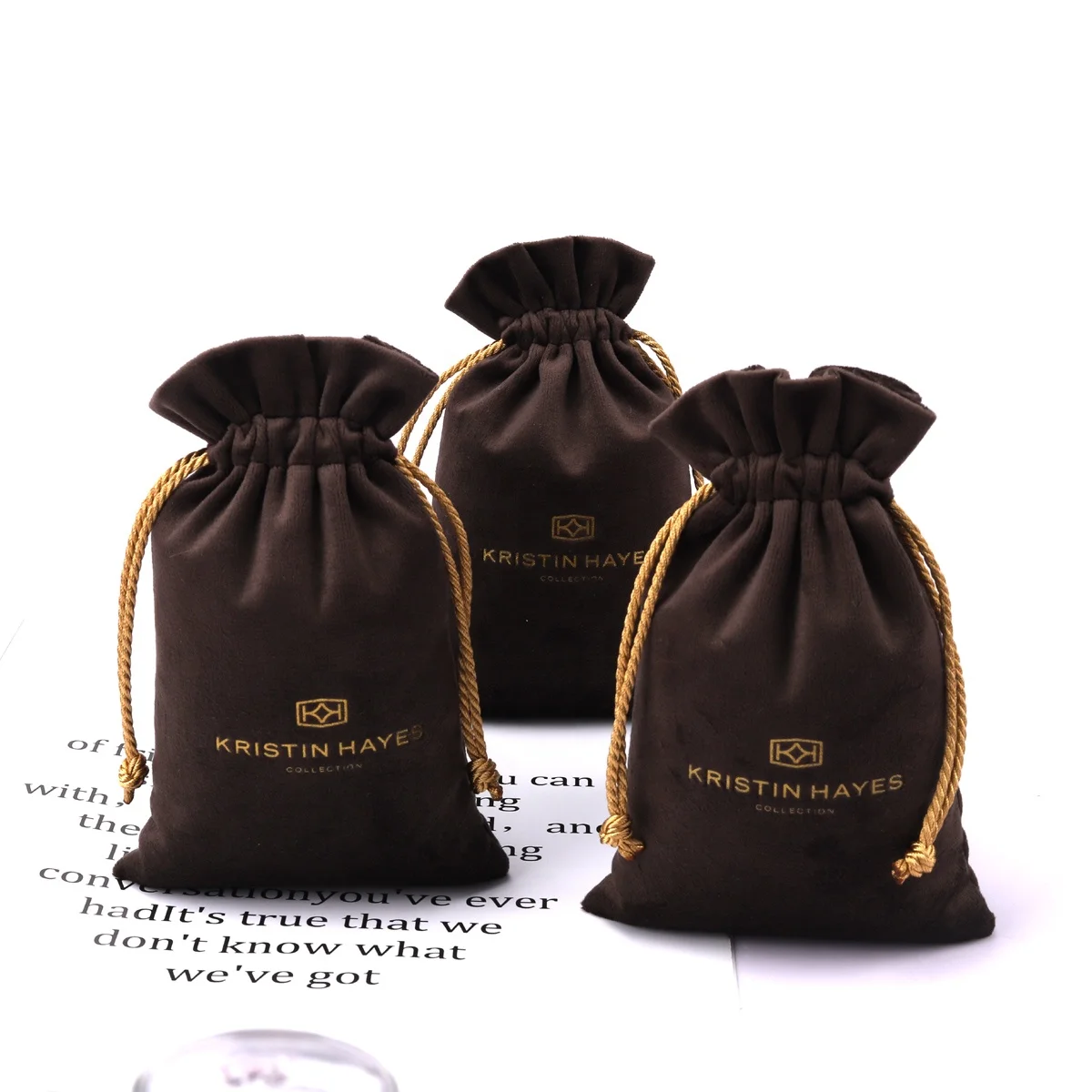 Luxury Custom Logo Printing Perfumer Packing Gift Velvet Bag Drawstring Small Jewelry Velvet Pouch