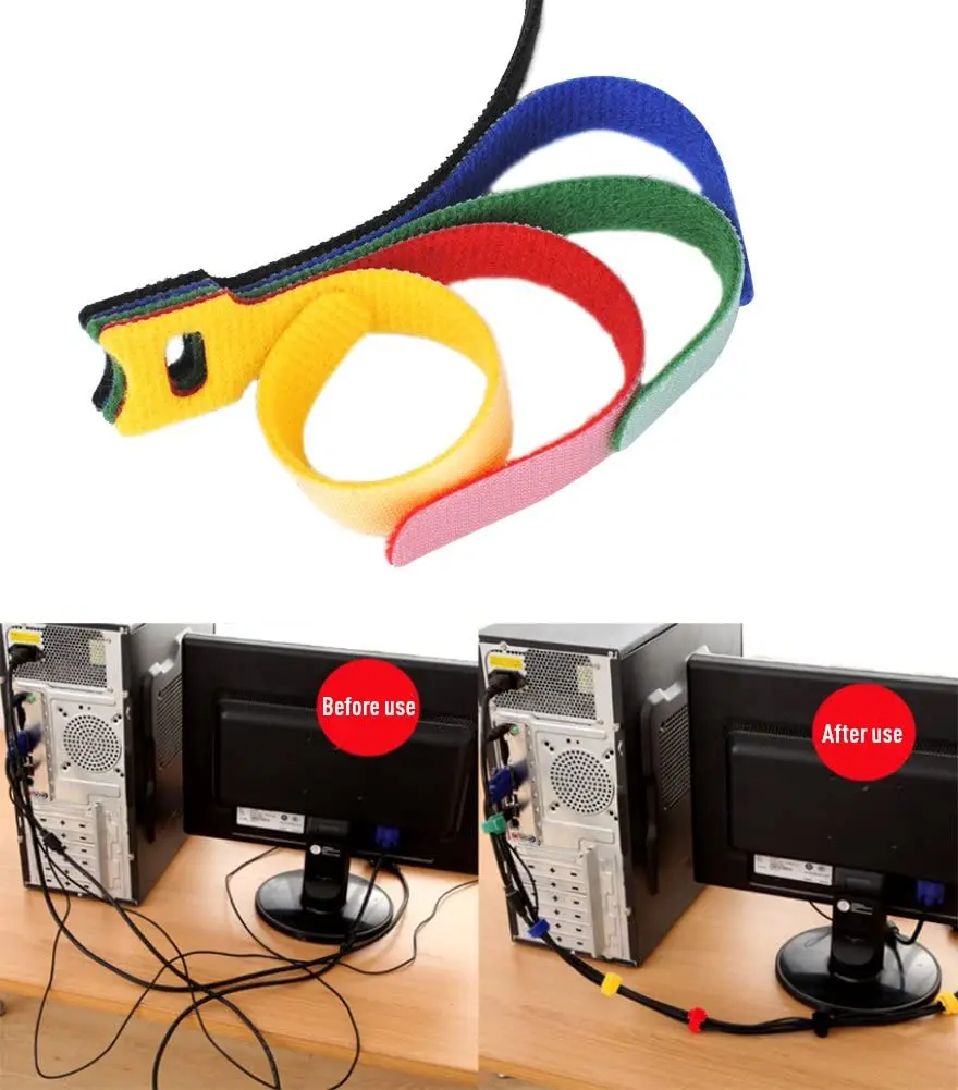 Custom logo fastener strap hook and loop cable tie