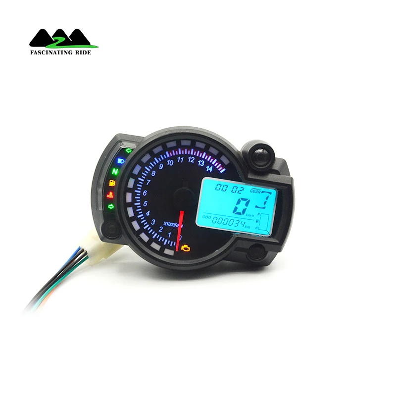 
Universal Adjustable Motorcycle Odometer Blue LCD Backlight Motorcycle Meter Digital Tachometer for Most Motor Bikes 