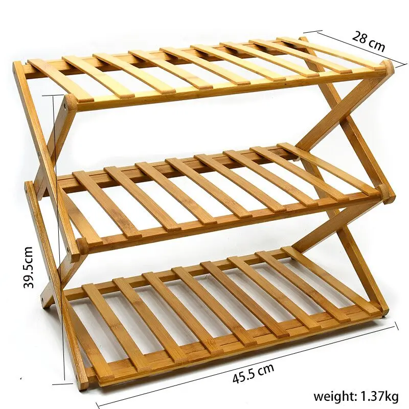 3 слоя складной Bamboo Деревянный шкаф для обуви стенд башня Бесплатная установка прочные мужские треккинговые ботинки полка хранения