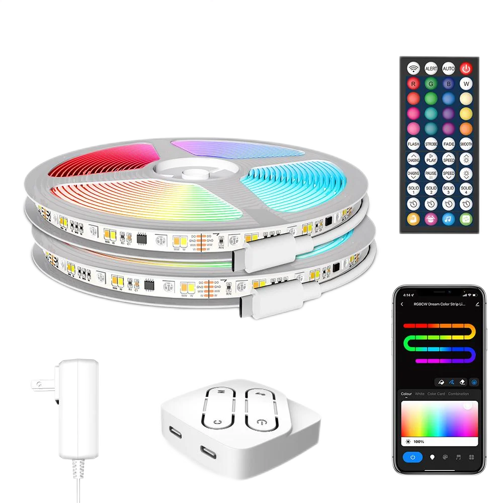 smart led strip light RGBCW warm cold tuya wifi app control dimmable light work with alexa google