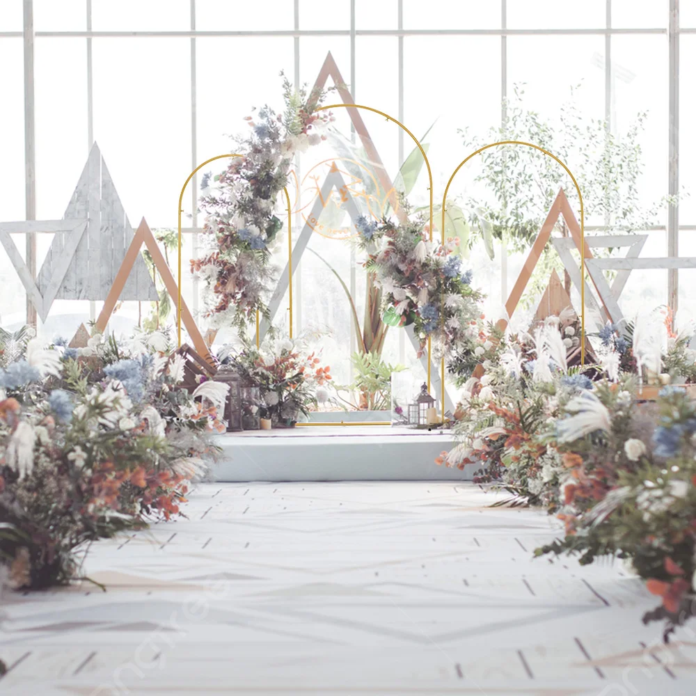Metal Gold Wedding Arch Backdrop Stands Arbor Stand for Birthday Party Ceremony Anniversary Celebration Decoration 3pcs a set