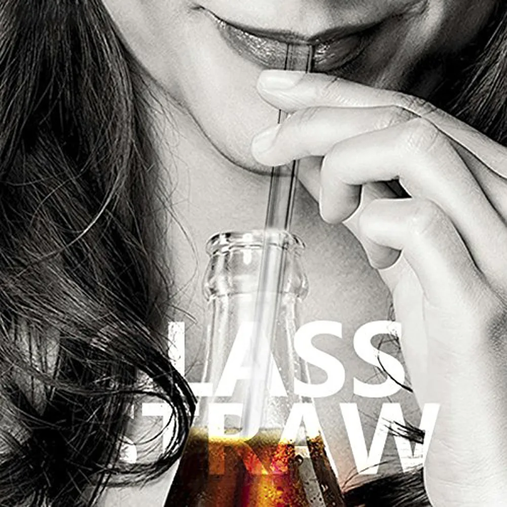 Svin Home Kitchen Recyclable Eco-friendly Reusable Custom Transparent Borosilicate Pyrex Glass Straw Set