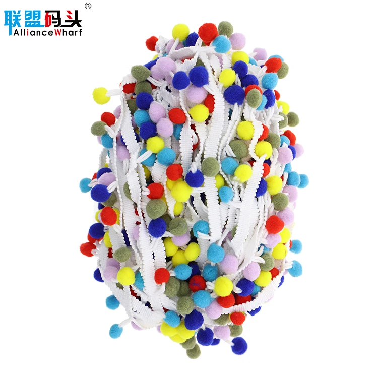 Colorful Pom-pom Lace Tassel Pompom Ball Trimming DIY Craft Sewing 28mm Fringe Ribbon Apparel Fabric Lace Supplies