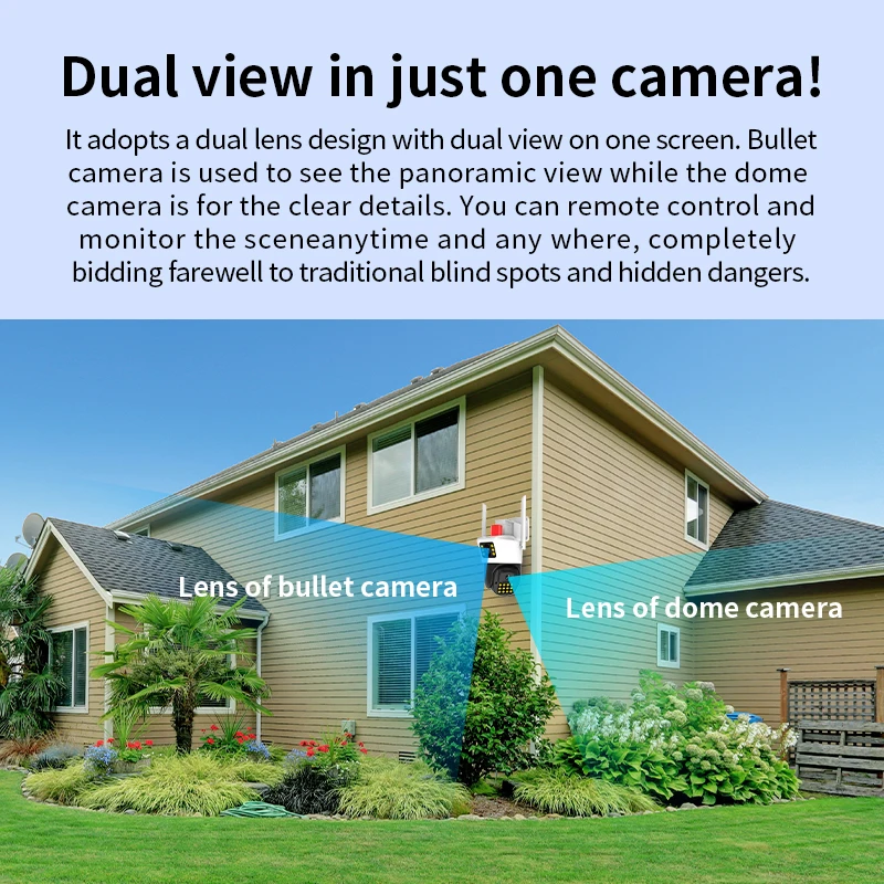 O-KAM PRO APP HD Wi-Fi IP Network Smart Outdoor IP CCTV Home Speed Dome  Bullet PTZ 2K Dual Lens Camera WiFi Camera