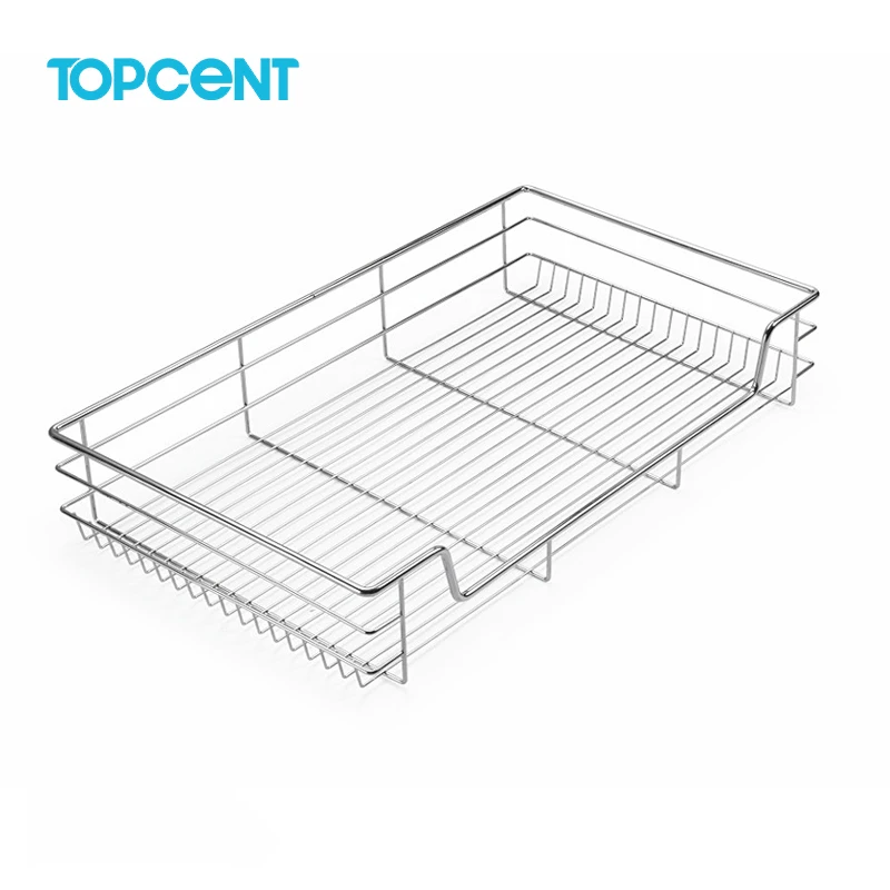TOPCENT Multi-Function  stainless steel  Storage Drawers Kitchen Basket Wire steel pull out basket