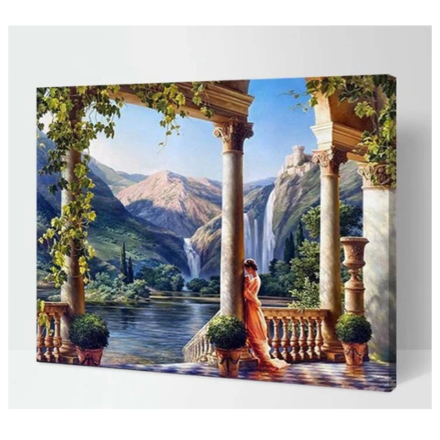 Horse Oil Painting Paint By Numbers For Adults Ancient Greek Architectural Beauty Paintings Art On Canvas Home Accessories Decor