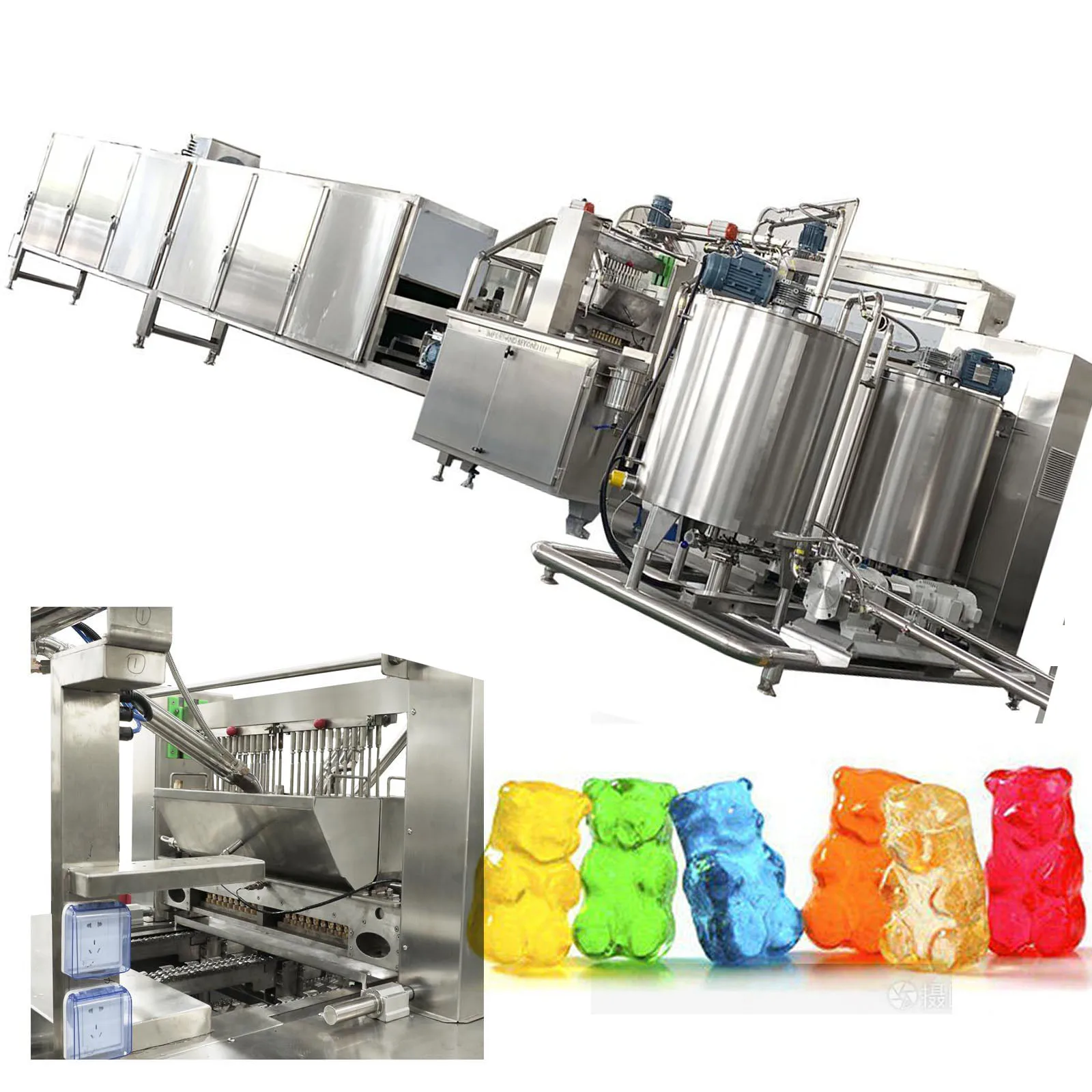 CE approved cheap price 80kg single row automatic pectin jelly candy line gummi bear machine for sale