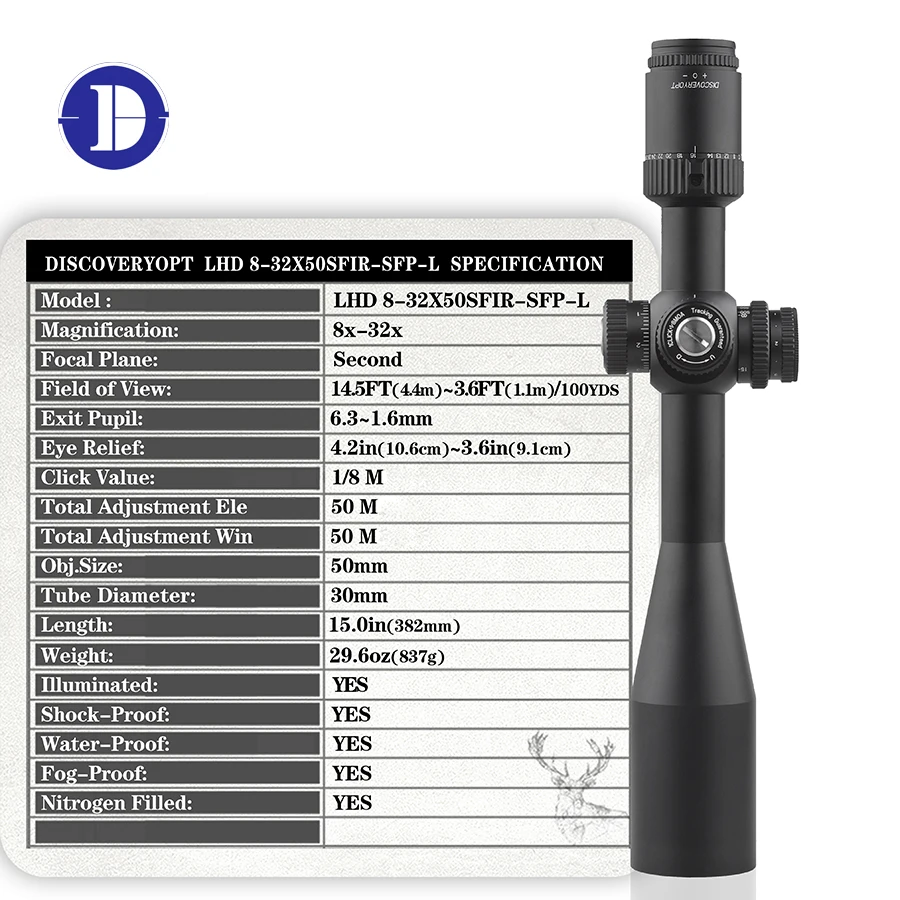 New Discoveryopt LHD 8-32X50SFIR SFP Locking Ultra Long Distance Spotting Scope Hunting Illuminated Crossbow Scope