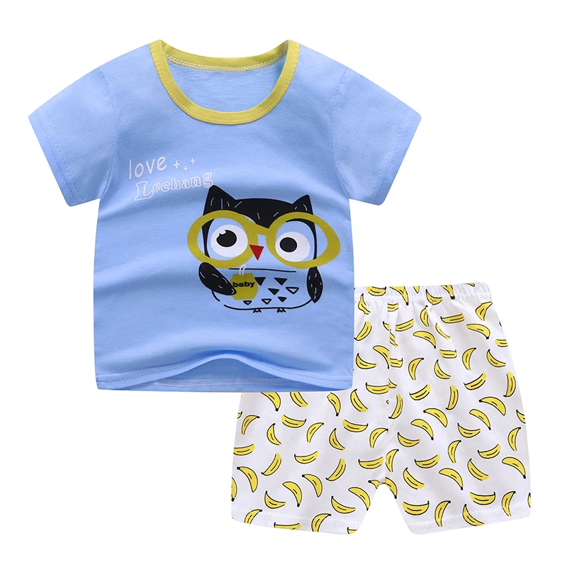Boys children  clothes Sets for Summer Short Sleeve suit with Two Pieces Kids Clothings  with Wholesale Factory price