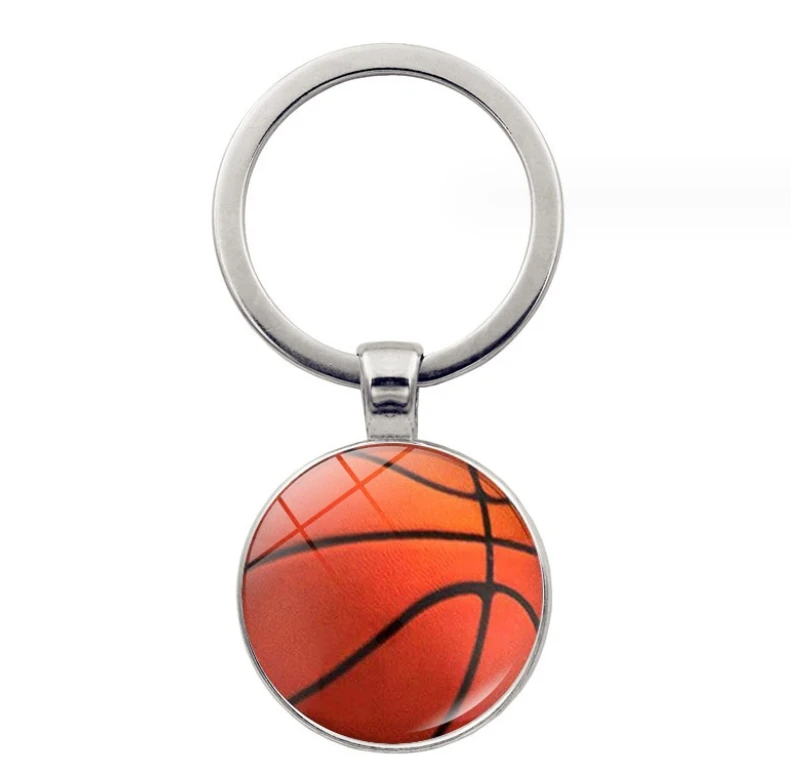 Custom Basketball Keychain Glass Ornaments Football Tennis Volleyball Billiards Golf Baseball Bowling Pendant