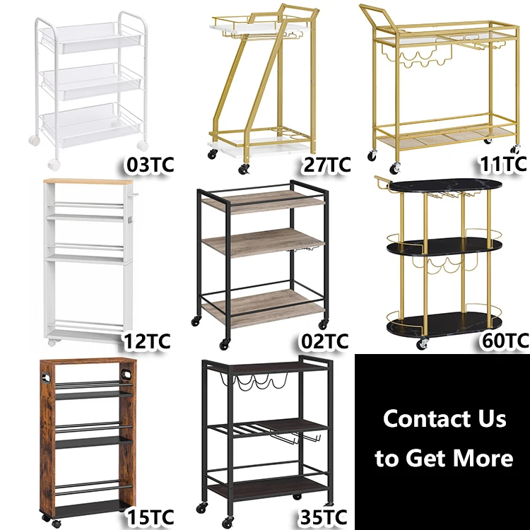 Wholesale Rolling Storage Carts, HOOBRO Brand Utility Trolley Cart on Wheels, Mobile Serving Bar Trolley for Kitchen Organizer