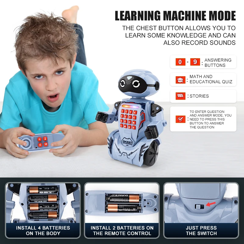 Leemook new arrival Blue Remote Control Robot Electric music light dancing educational robots toy programmable action robot toys