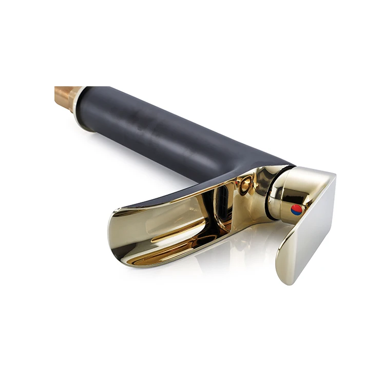 YUNDOOM OEM Tall Size Contemporary Griferia Grifo Bathroom Deck Mounted Waterfall Gold Black Brass Washroom Sink Basin Faucets