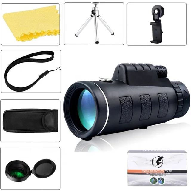 40X60 HD Professional Telescope Monocular Night Powerful Binoculars Waterproof Mini Pocket Zoom with Smartphone Hunting Camping