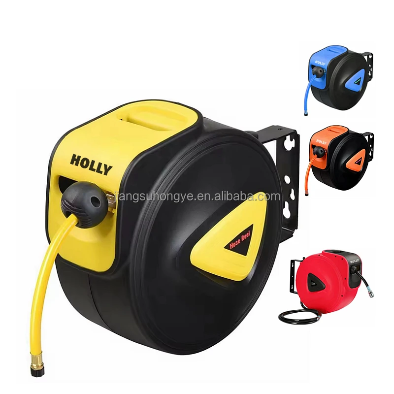 15/20 M Self Retractable Automatic Compress Air Hose Reel 50Ft Slowly Auto Rewind Air Hose Drum Wall Ceiling Mount Air Hose Reel