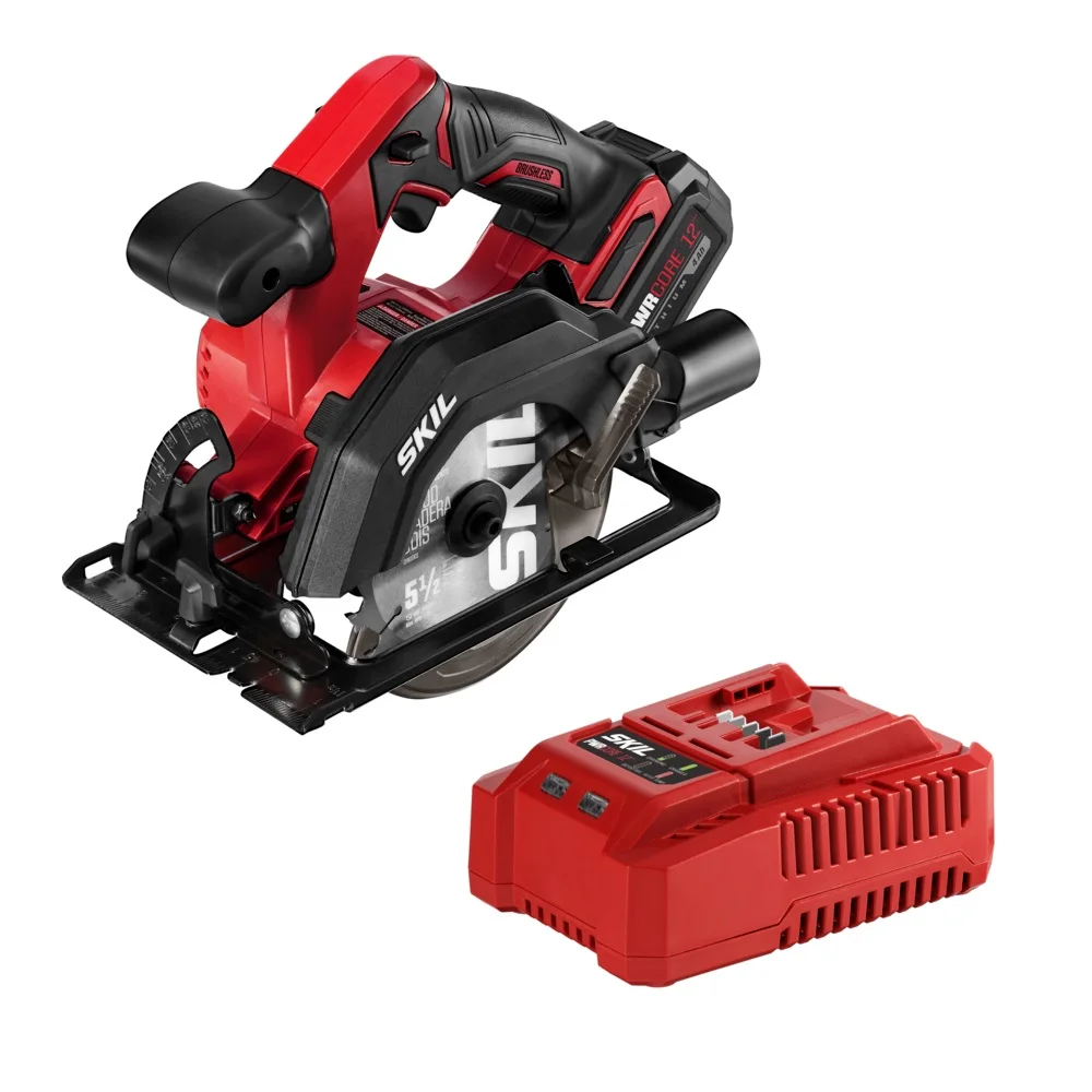 SKIL PWR CORE 12 Brushless 12V Compact 5-1/2 Inch Circular Saw Includes 2.0Ah Lithium Battery and Standard Charger 5418