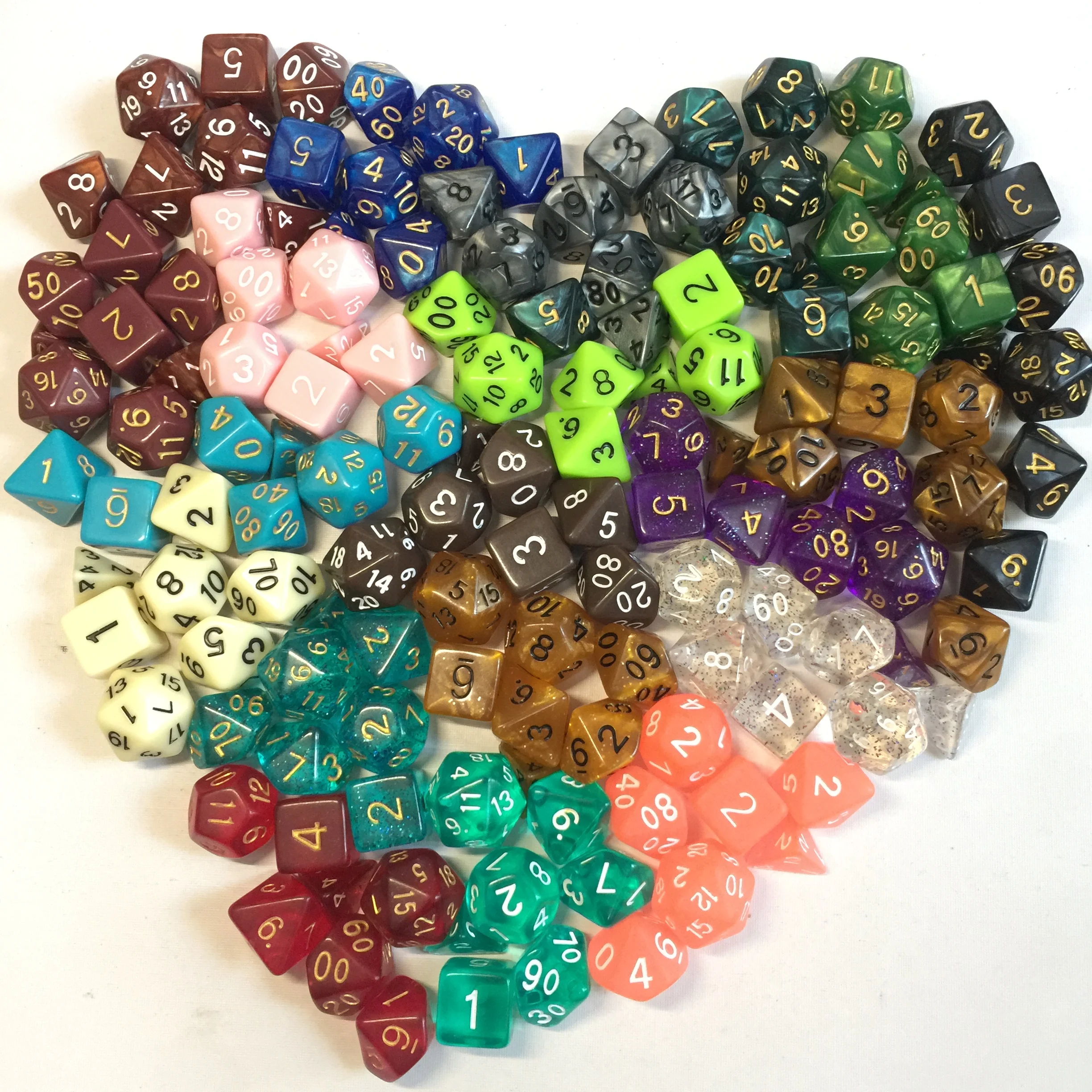 DND Plastic Glitter Rpg Plastic Glow in Dark Game Casino Dice D4 D6 D8 D10 D12 D20 Rpg Polyhedral Dice Set