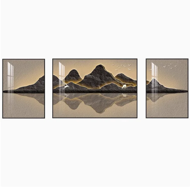 Landscape Living Room Wall Glass Led Artwork Canvas Pictures Luxury Famous Decorative Painting for Posters Decorative Painting