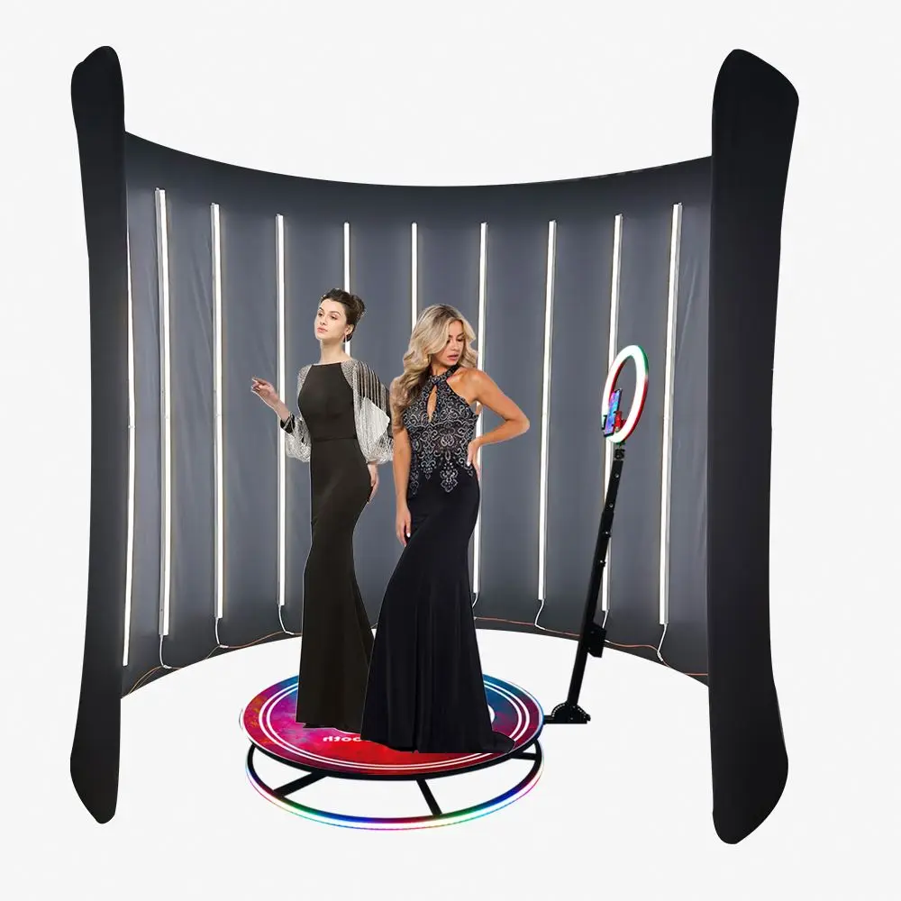 3D Rotating Dslr Selfie Ipad Photobooth Stand Video Pictures Booth 360 Camera 360 Photo Booth Glass Enclosure