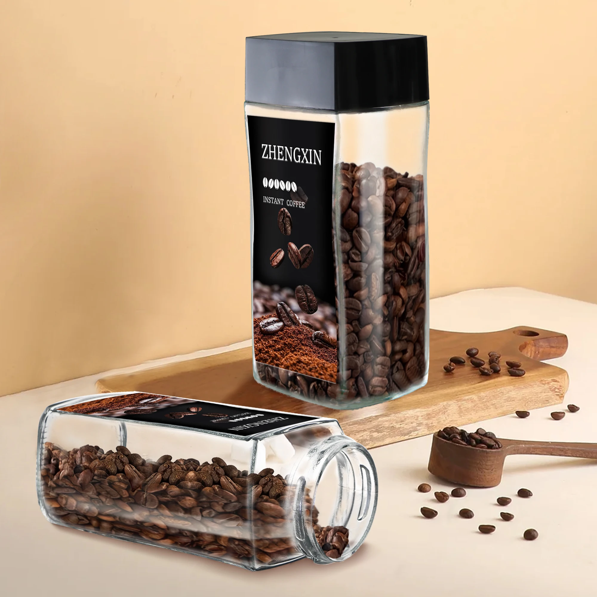 Glass bottle wholesale sale 800ml large storage jar Coffee glass jar with lid