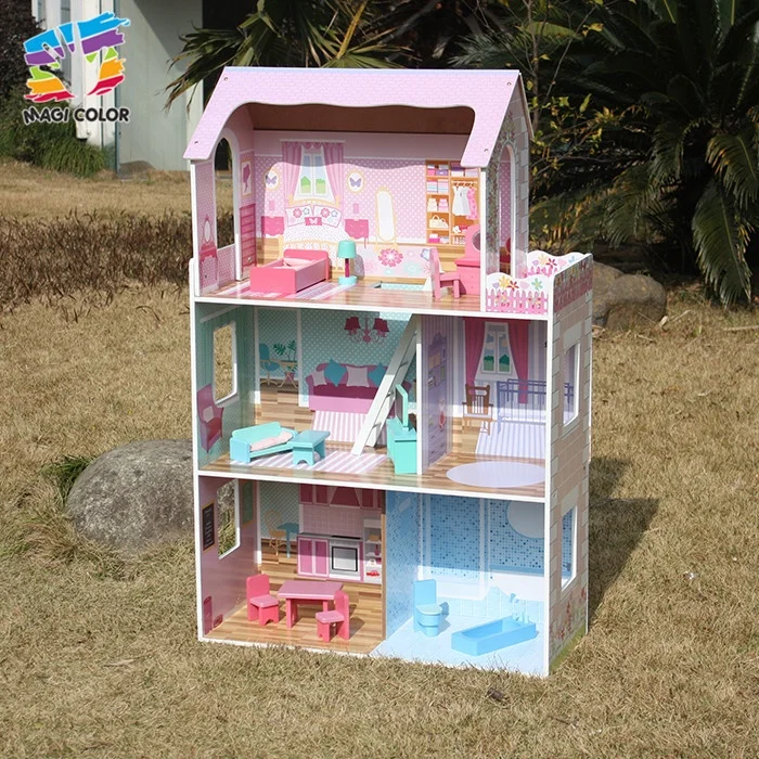 Ready To Ship baby big wooden dollhouse for pretend play W06A044
