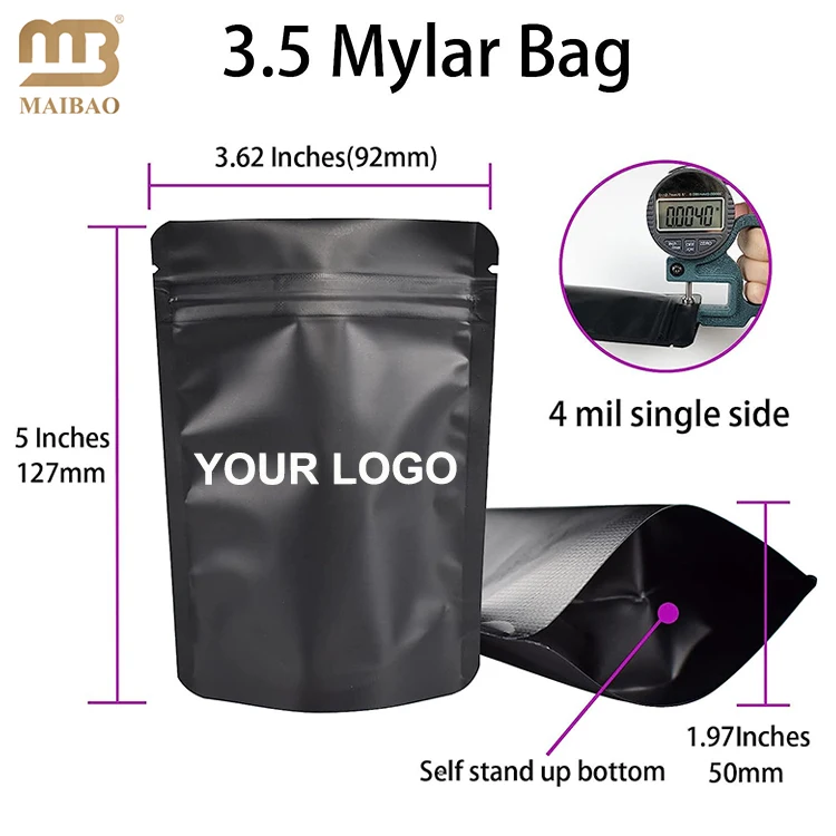 Minfly Digital Printing Custom 3.5 G Smell Proof Child Proof Stand Up Pouch Packaging With Zipper Mylar Bags