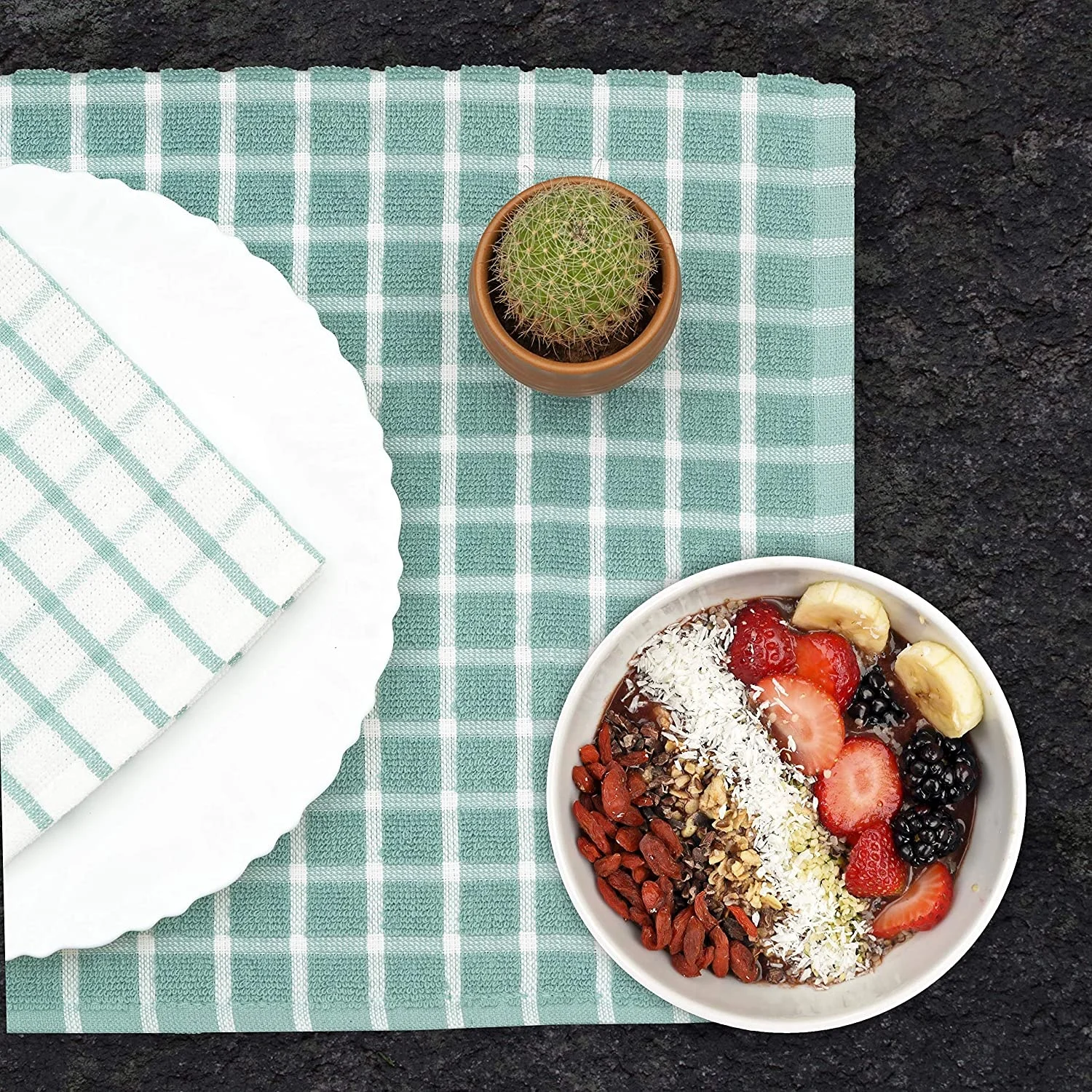 Quick Drying Fabresh Kitchen Dish Cloths Microfiber and Cotton Blend Towels with Durable Reinforced Threaded Edge