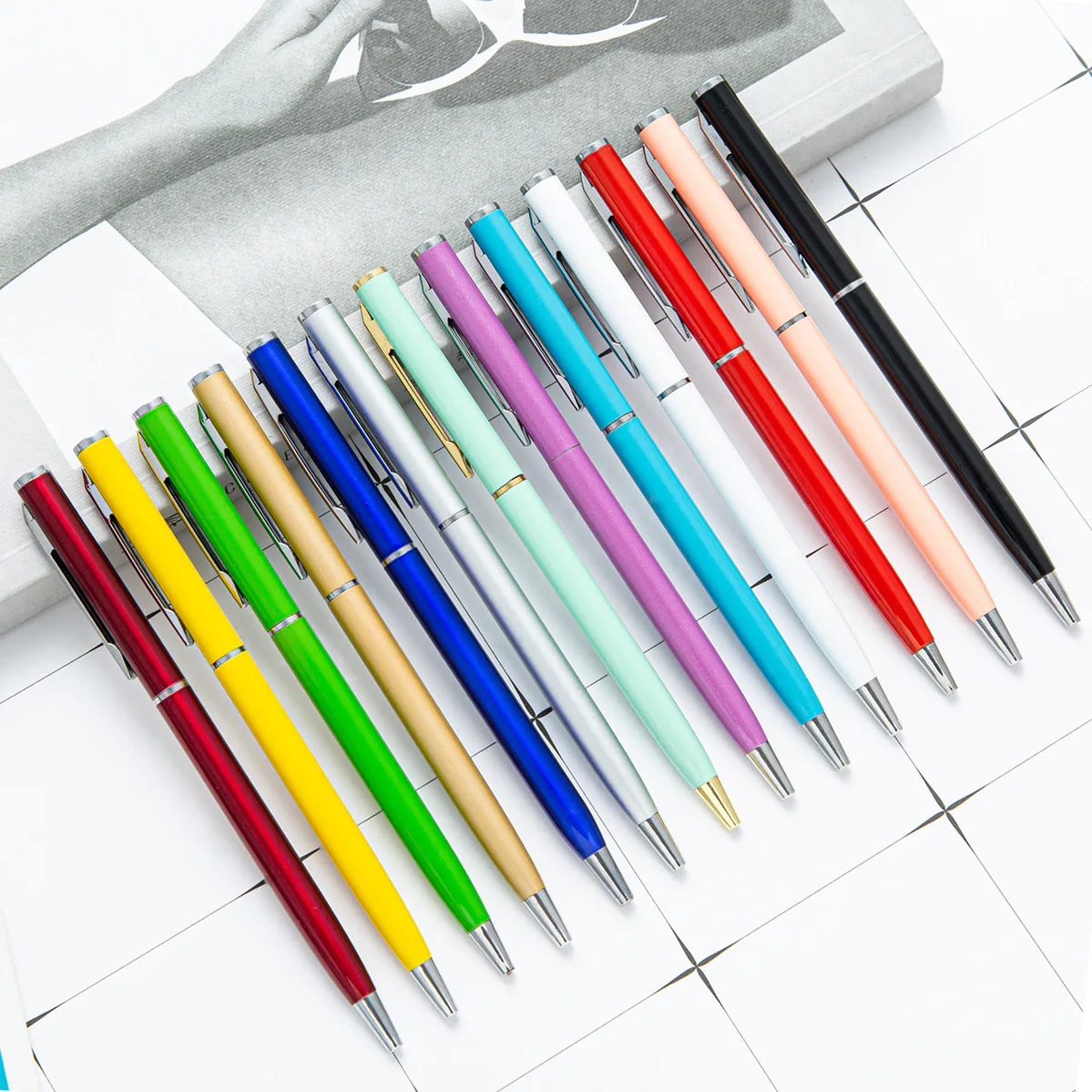 Wholesale Metal Multi Colour Ballpoint Pen with Custom Logo Pen for Corporate Advertising Gifts